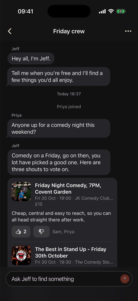 A group called Friday crew, with three comedy nights to pick from